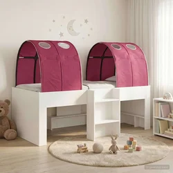 Krevet s Tunnels 4 pcs Bijela i crvena Konstruirano drvo
