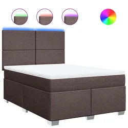 Vidaxl Box spring postelja z vzmetnico temno rjava 160x200 cm blago