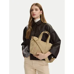 Calvin Klein Ročna torba Webbing Strap Canvas Small Tote LV04F3384G Bež