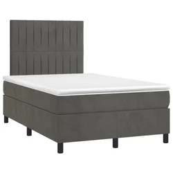 Vidaxl Box spring postelja z vzmetnico temno siv 120x190 cm žamet