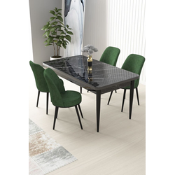 Hanah Home Set Trpezarijski sto i 4 stolice Nil, Zeleno-crni