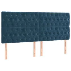 Vidaxl Vzglavje postelje temno modro 180x7x118/128 cm žametno