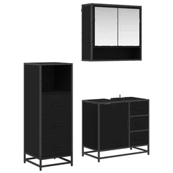 Set namještaja za kupaonicu 3 pcs Crni hrast Konstruirano drvo