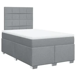 Vidaxl Box spring postelja z vzmetnico svetlo siva 120x200 cm blago