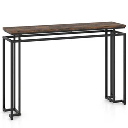Northix Rjava konzolna mizica s kovinskim okvirjem, 120 x 30 x 80,5 cm