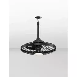 BRIZZY CRNI VANJSKI VENTILATOR S LED SVJETILJKOM I DALJINSKIM 17+20W IP44 CCT
