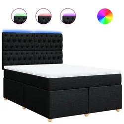 Vidaxl Box spring postelja z vzmetnico črna 160x200 cm blago