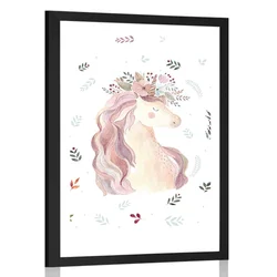 Plakat s paspartujem čarobni samorog - 30x45 white