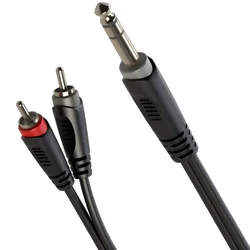 Avdio kabel Jack 6,3 mm stereo/2 x RCA 6 m Roxtone SAYC110L6