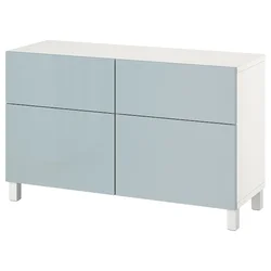 BESTA Komb.odlaganje s vratima/fiokama, bela Selsviken/Stubbarp/v. sjaj svetlosiva-plava, 120x42x74 cm