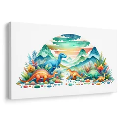 Slika pisani dinozavri v gorah - 90x60
