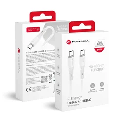 FORCELL USB-C–USB-C kabel Forcell F-Energy QC4.0 PD 3A 60 W, silikonski, 1 m, C344, bel