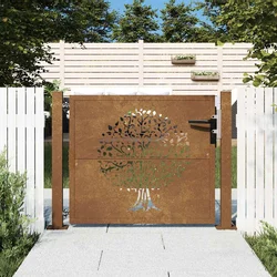 Vrtna vrata 100x100 cm Corten čelik Dizajn stabla