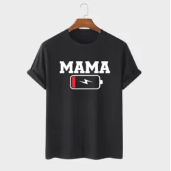 MAFIMI Ženska majica Mama bez baterije, Crna