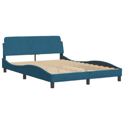 Okvir za krevet s uzglavljem Dover plavi 140 x 190 cm baršunasti