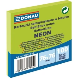 Donau Samolepilna beležnica - 76 x 76 mm, 100 l, neonsko zelena