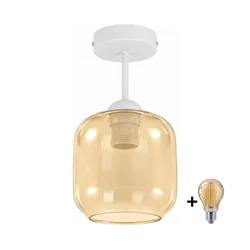 BRILAGI - LED plafonski luster R GLASS 1xE27/60W/230V prečnik 14 cm bela/dimljeno-bež
