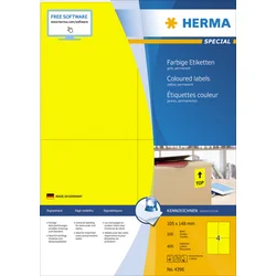 Herma etikete 105X148 A4/4 1/100 žuta ( 02H4396 )