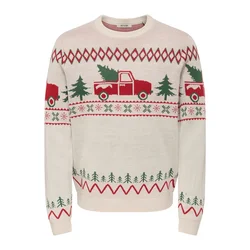 Only & Sons Pulover ONSX-MAS 1 greige/zelena/rdeča