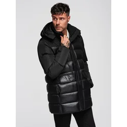 Ombre Mens biker jacket with collar and pockets - navy blue