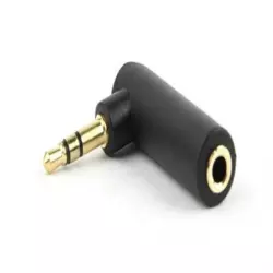 A 3.5M 3.5FL Gembird 3.5 mm stereo audio right angle adapter, 90