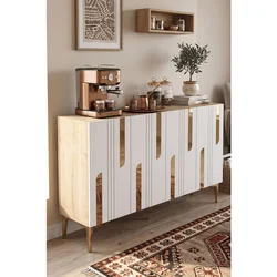 Hanah Home komoda Nota 120, 120 cm, hrast Sapphire / bela / zlatna