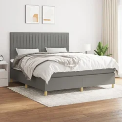 Greatstore Box spring postelja z vzmetnico temno siva 180x200 cm blago