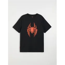 Sinsay - Pamučna comfort majica sa printom Spider-Man - crno