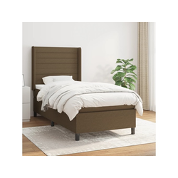 VIDAXL Box spring postelja z vzmetnico temno rjav 90x190 cm blago