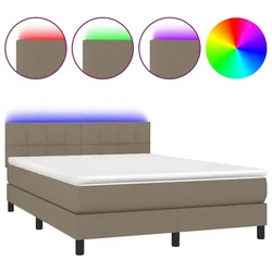 Vidaxl Box spring postelja z vzmetnico LED taupe 140x190 cm blago