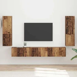 Set TV komoda Zidne 4 pcs Staro drvo Konstruirano drvo
