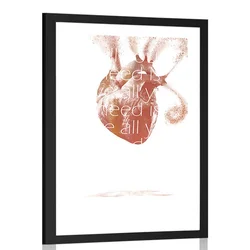 Plakat s paspartujem srce s citatom - 60x90 white