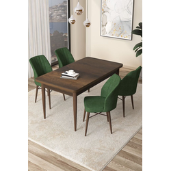 Hanah Home Set Trpezarijski sto i 4 stolice Arp, Zeleno-braon