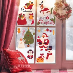 WallXpert novogodišnja nalepnica za prozor i zid 309008, sanke, irvas, Deda Mraz, jelka i anđeo, natpis Merry Christmas, 30 x 50 cm