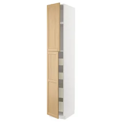 METOD / MAXIMERA Vis.el. s 2 vrata/4 fioke, bela/Forsbacka hrastovina, 40x60x240 cm