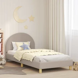 Krevet za djecu s uzglavljem Svjetlosiva 90x200 cm Bouclé