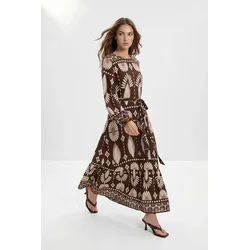 Trendyol Modest Ženska haljina Tctss26Eb00165, Smeđa