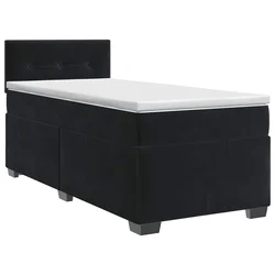 vidaXL Postelja boxspring z vzmetnico Črna 90 x 200 cm Žamet
