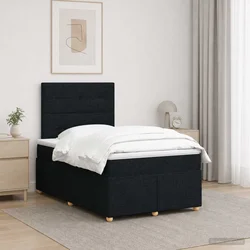 vidaXL Postelja boxspring z vzmetnico Črna 120 x 190 cm Blago