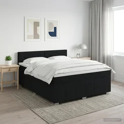 vidaXL Postelja boxspring z vzmetnico Črna 140 x 200 cm Blago