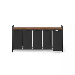 Songmics Košara za perilo 2 predelka 1435x33x72 cm rjava
