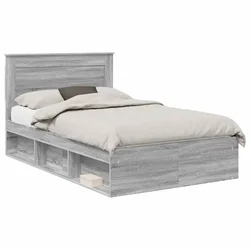 Vidaxl Konstrukcija postelje z vzglavjem Siva Sonoma 120 x 200 cm