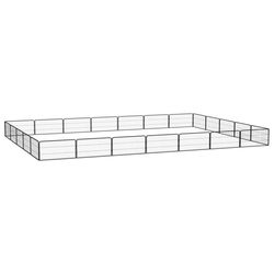 Ograda za pse s 24 panela crna 100 x 50 cm čelik obložen prahom