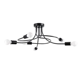 Sollux SL.1456 - Luster na šipci LEVAR 6xE27/15W/230V crna