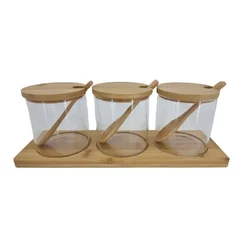 BAROK SET ZA ZAČIN STAKLO DRVO 29*10CM 3/1 23A-1083