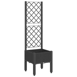 Vrtna sadilica s rešetkom crna 40 x 40 x 142 cm PP