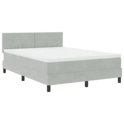 Vidaxl LED Box Spring Postelja z LED Svetlo siva 140 x 190 cm Žamet