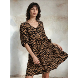 Sinsay - Mini babydoll haljina sa leopard printom - braon