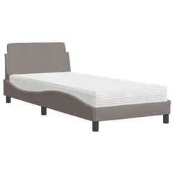 Vidaxl Postelja z vzmetnico Dover taupe 90x190 cm blago
