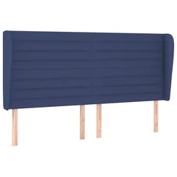 Vidaxl Vzglavje z ušesi modro 203x23x118/128 cm blago